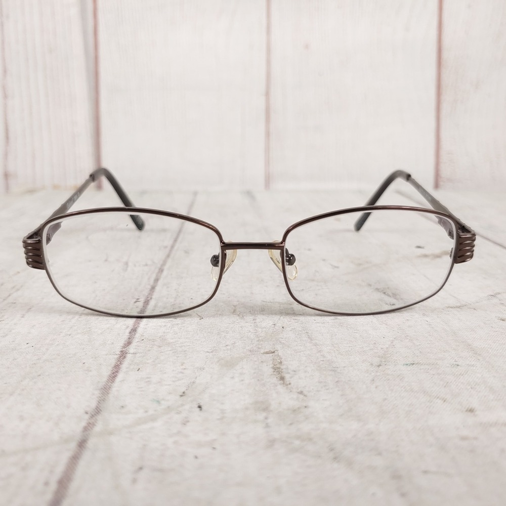 Enhance Eyeglasses -Men Brown Full Rim Metal Rectangular Frames 3884 52-17-140